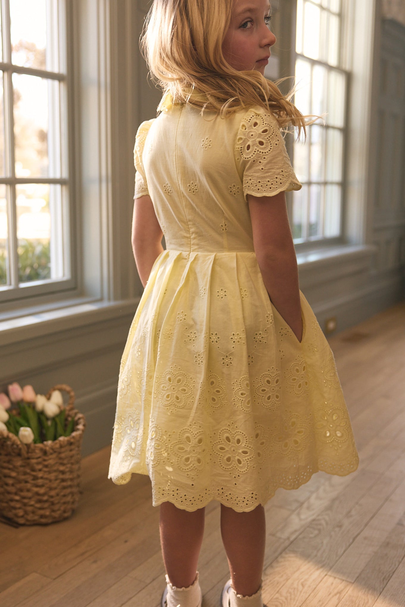 Mini Penny Dress in Butter Yellow Eyelet