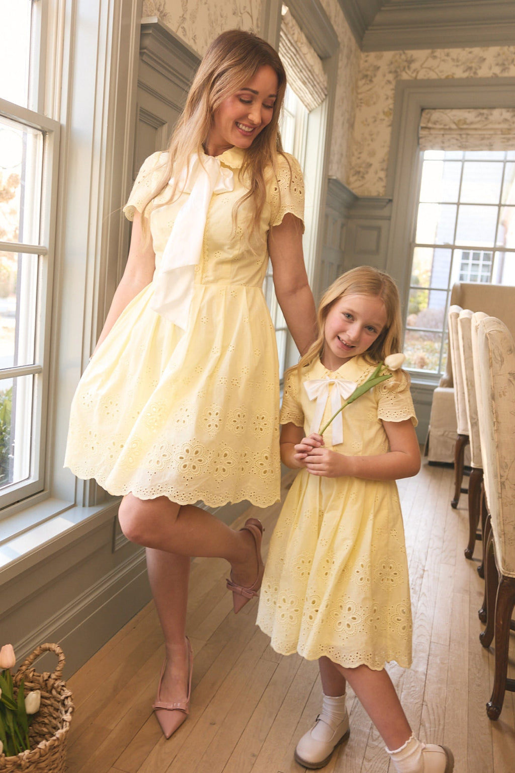 Mini Penny Dress in Butter Yellow Eyelet