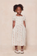 Mini Sunday Best Dress in Linear Poppy Woodblock