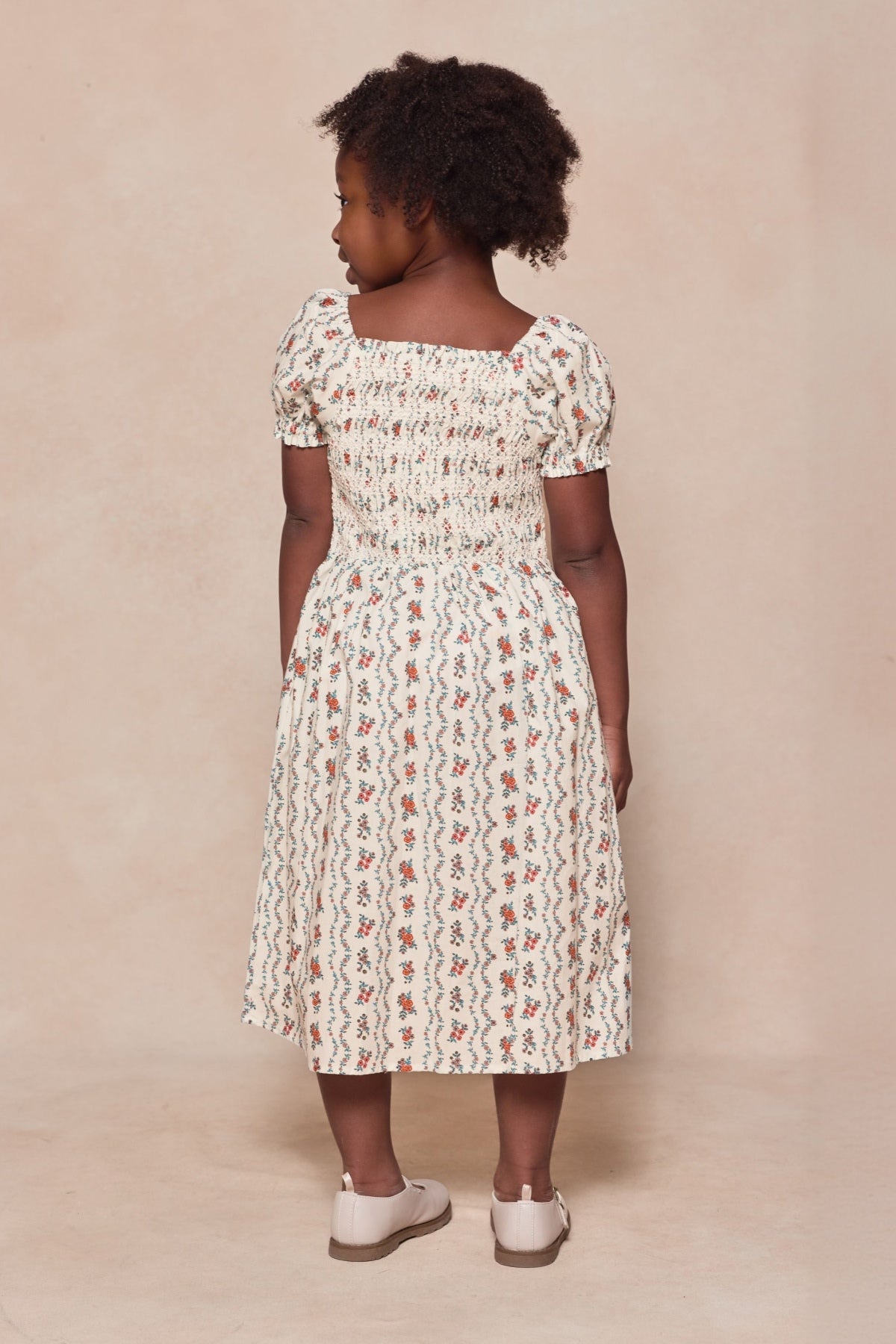 Mini Sunday Best Dress in Linear Poppy Woodblock