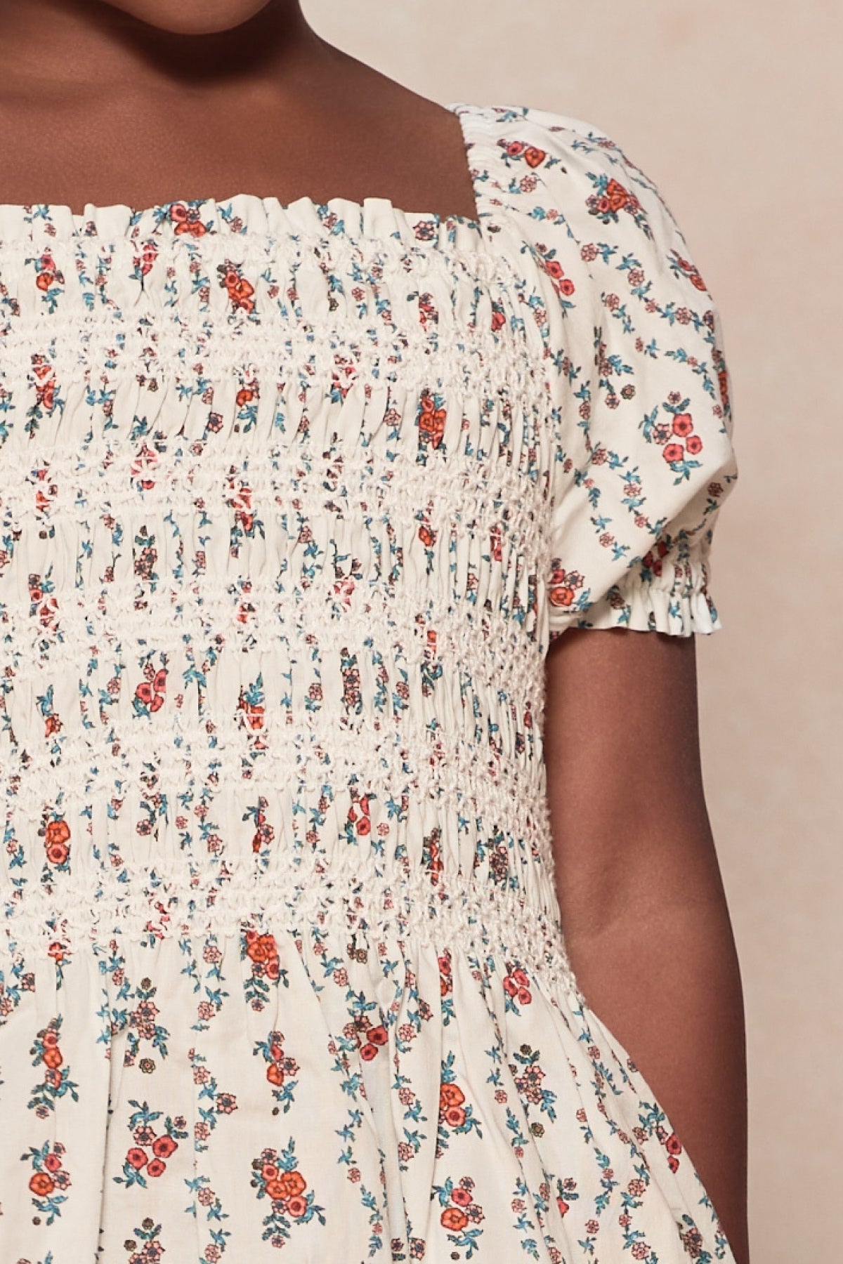 Mini Sunday Best Dress in Linear Poppy Woodblock