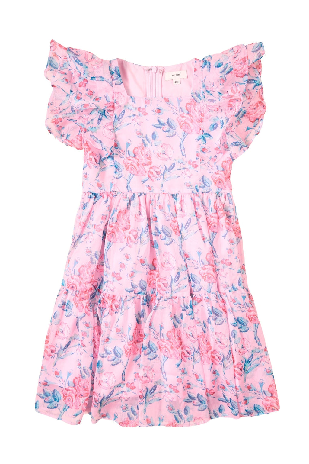 Mini Trixie Dress in Pink Sketched Flower Chiffon