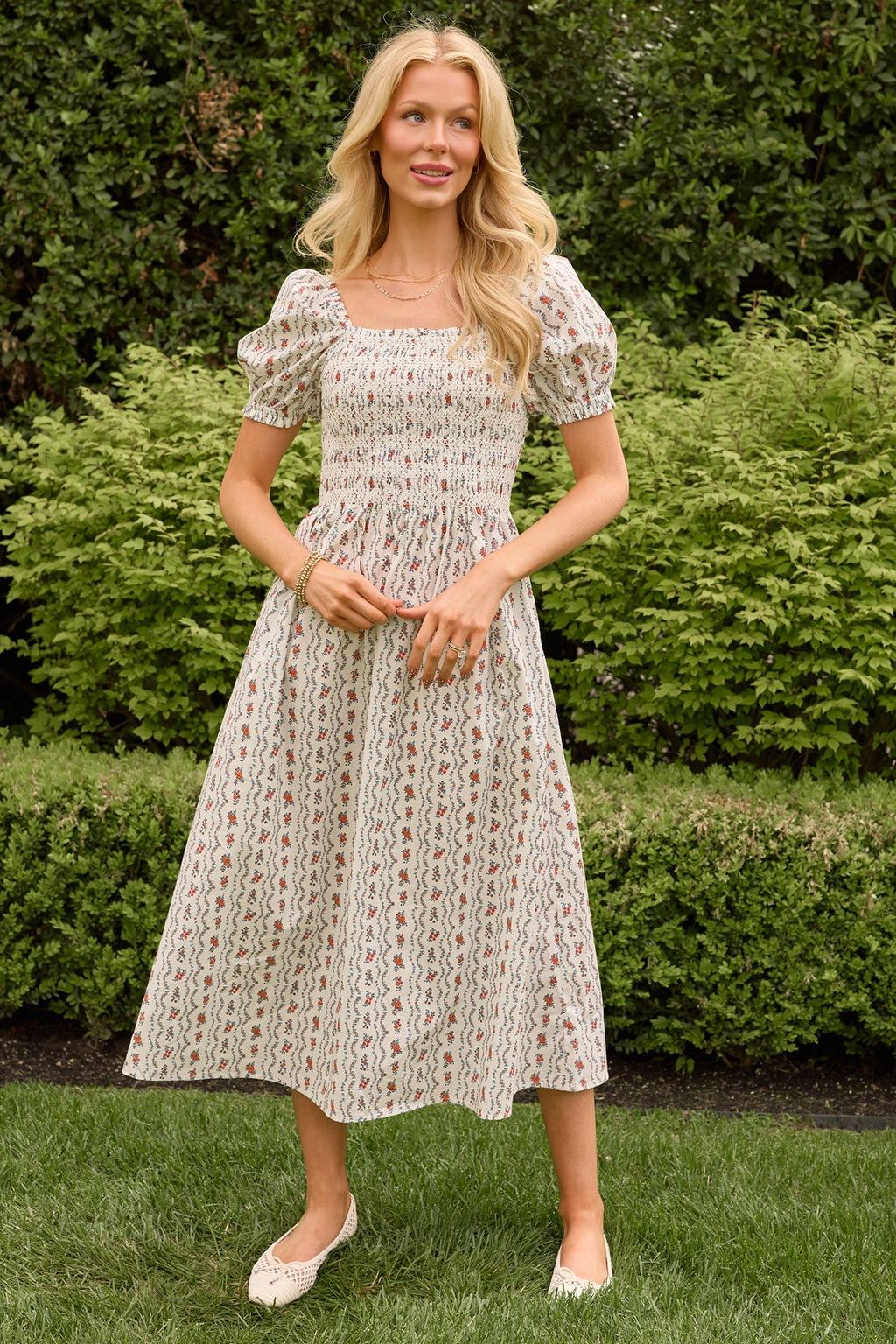Sunday Best Dress in Linear Poppy Woodblock