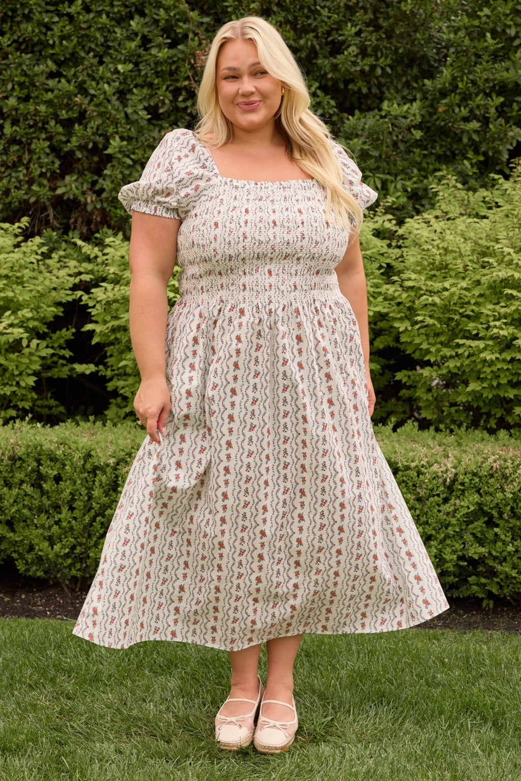 Sunday Best Dress in Linear Poppy Woodblock