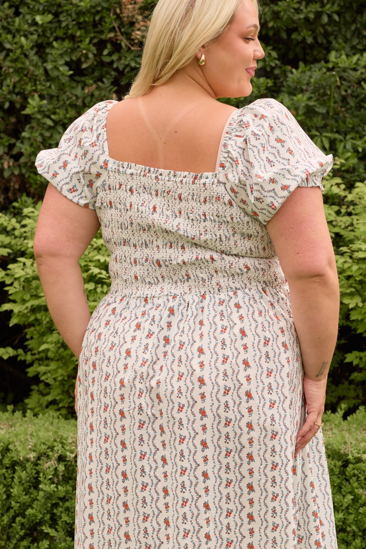 Sunday Best Dress in Linear Poppy Woodblock